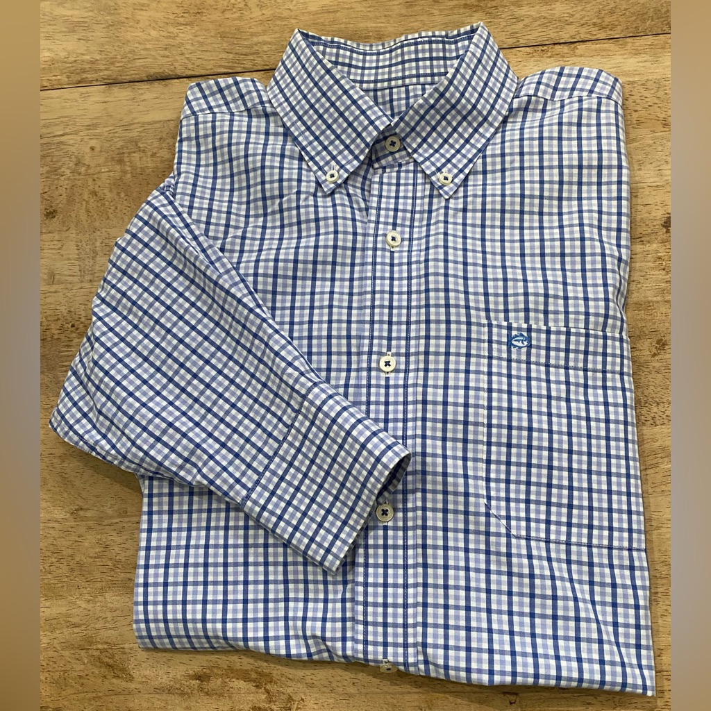 Southern Tide Men’s Sz L Blue Plaid Long Sleeve Pocket Skipjack Button Down